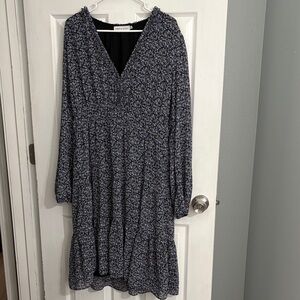 Piper and Scoot Floral V-Neck Long Sleeve Dress Size XL Elastic Waist